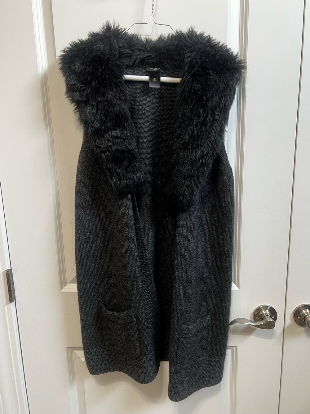 Ann Taylor Faux Fur-Trim Knit Vest - Picture 2 of 4